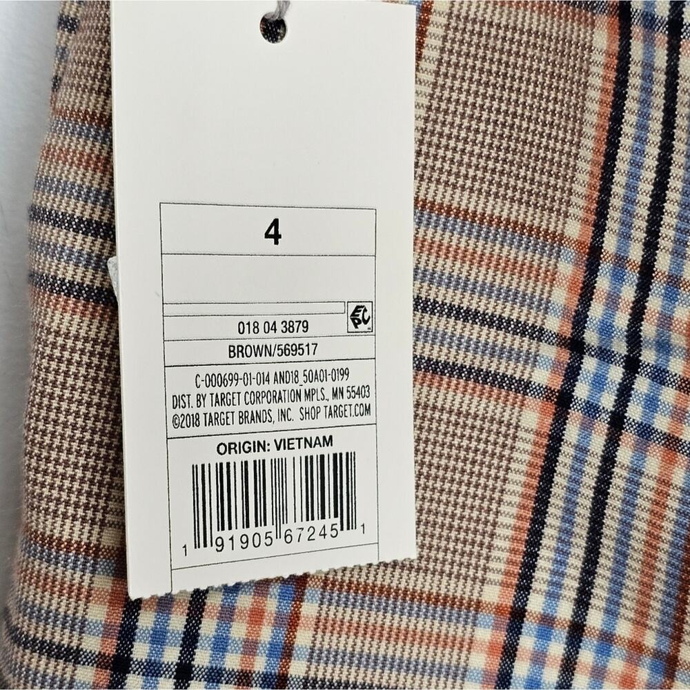 A New Day Plaid High Rise Tie Waist Stretch Paints with Tapered Ankles Size 4 - Picture 6 of 9
